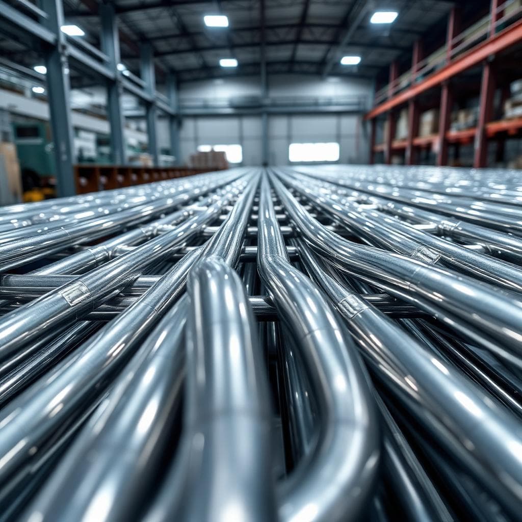 Stainless steel pipes in warehouse